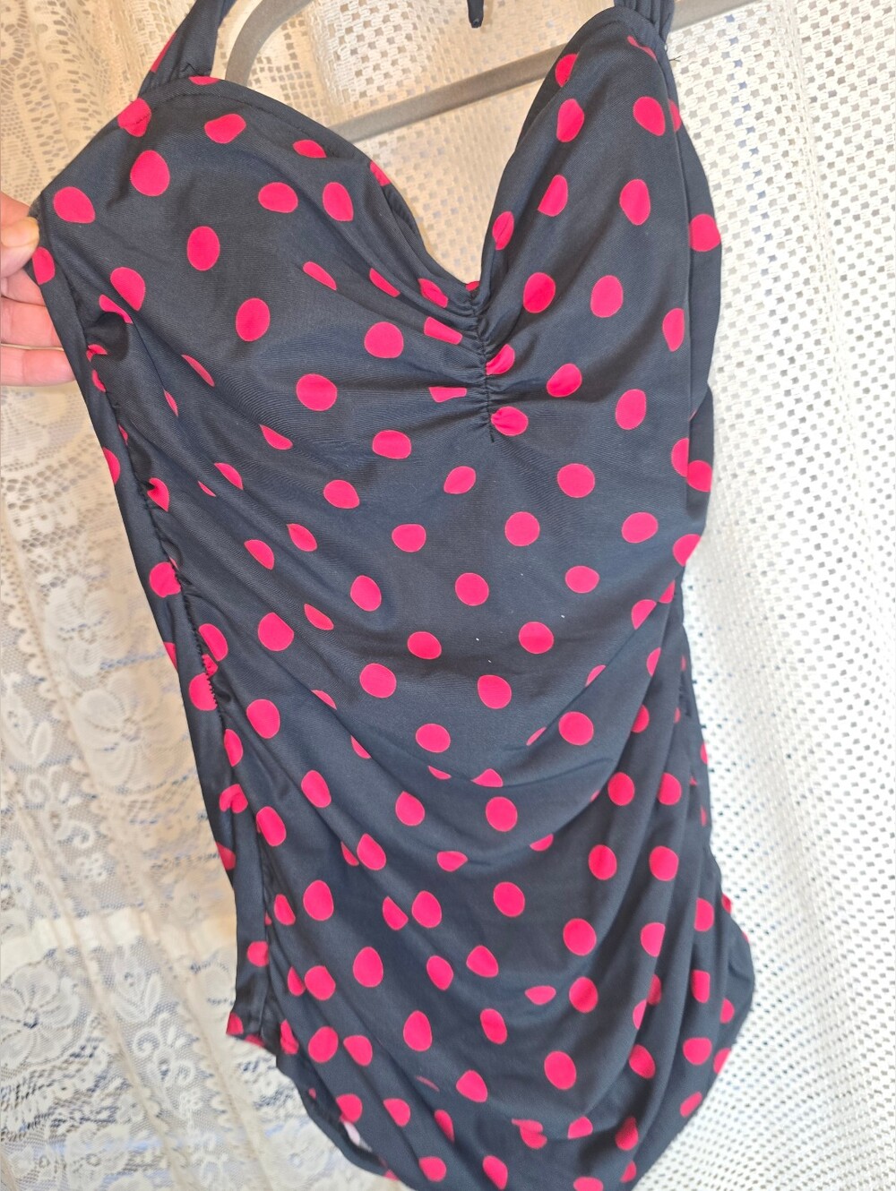 Esther Williams 1950s Style Polka Dot One Piece Womens Swimsuit Size 12